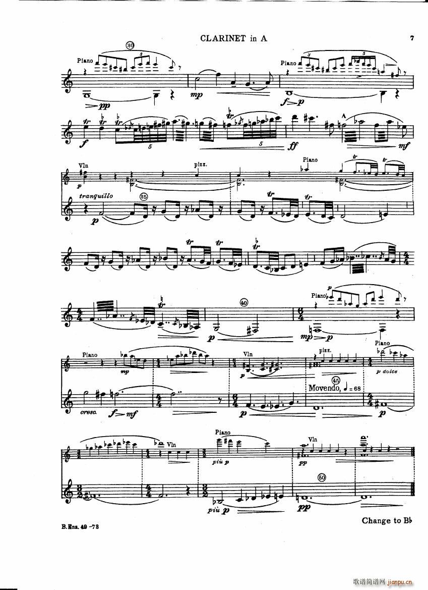 Bartok SZ 111 Contrasts clarinets A and Bb7