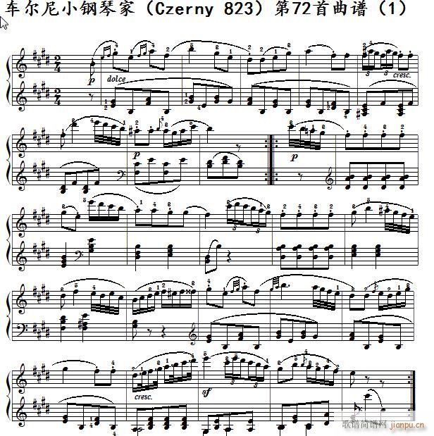 车尔尼《 小钢琴家》(Czerny 823)第72首 及练习提示1