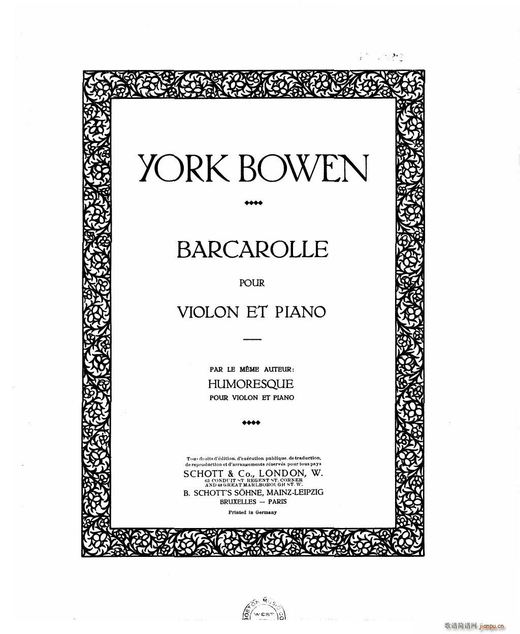 Bowen Barcarolle for violin and piano1
