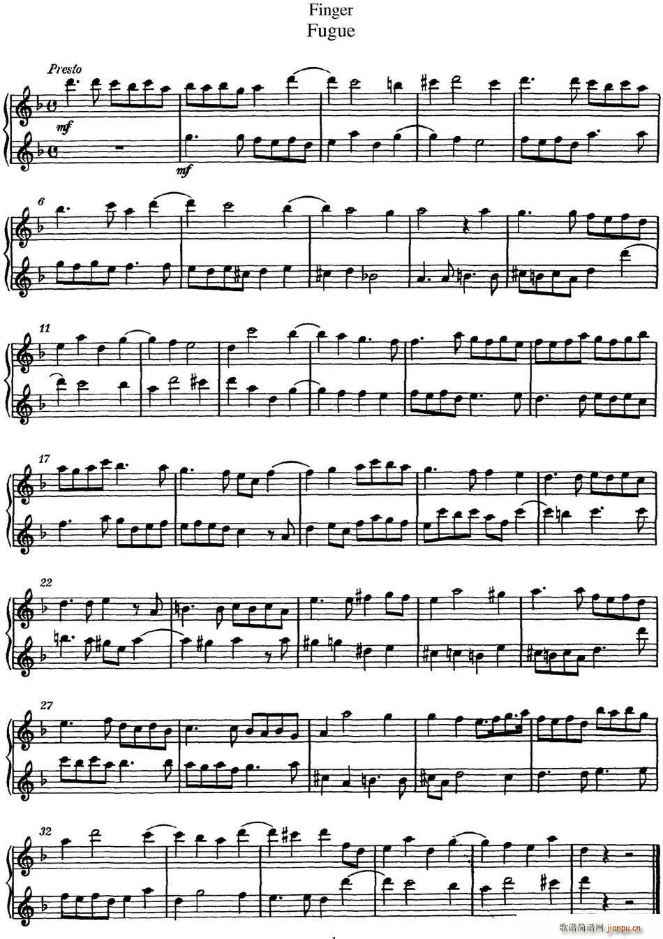 芬格长笛二重奏 Fugue1