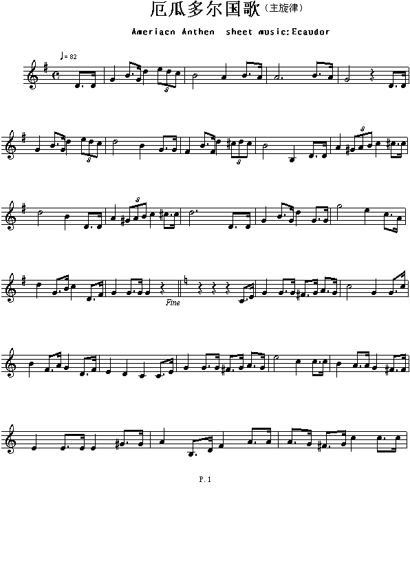 厄瓜多尔国歌（Ameriacn Anthen sheet music:Ecaudor）1