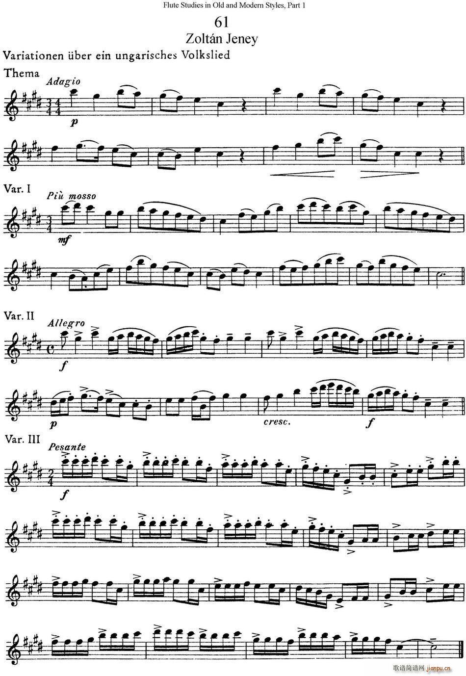 斯勒新老风格长笛练习重奏曲(第一部分)(NO 61-NO 63)1