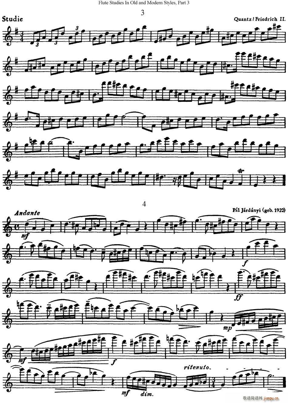 斯勒新老风格长笛练习重奏曲(第三部分)(NO 3-NO 4)1