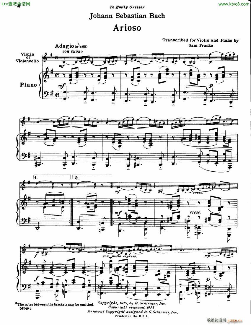 Bach Franko Arioso piano violin or cello2