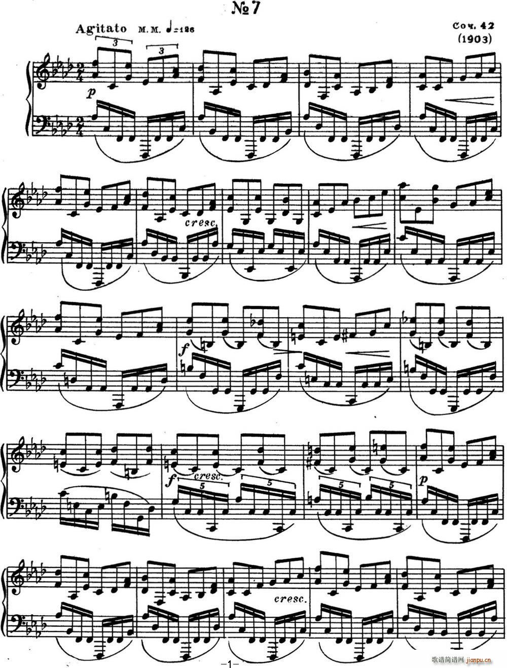 斯克里亚宾 钢琴练习曲 Op 42 No 7 Alexander Scriabin Etudes1