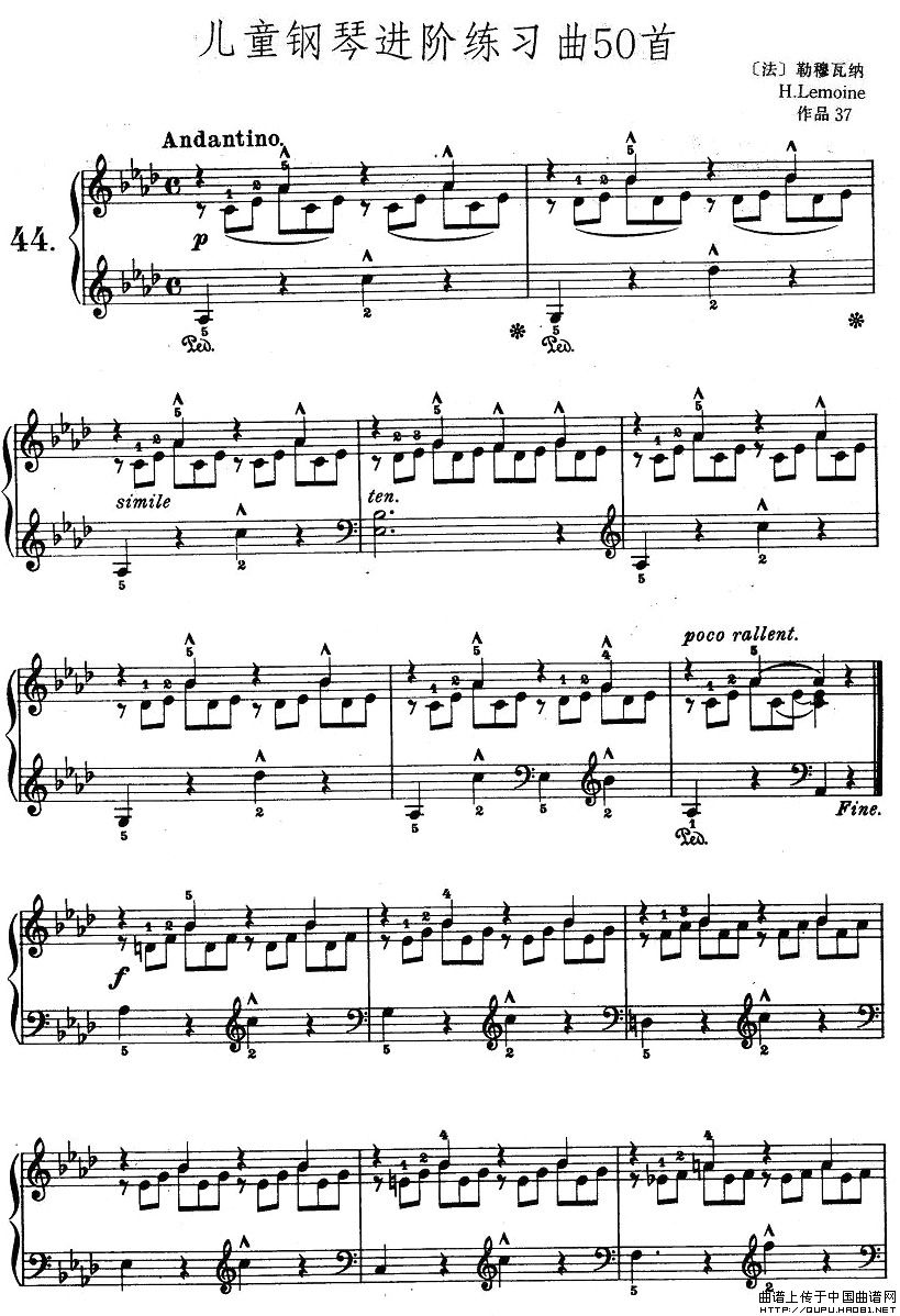 儿童钢琴进阶练习曲50首之441