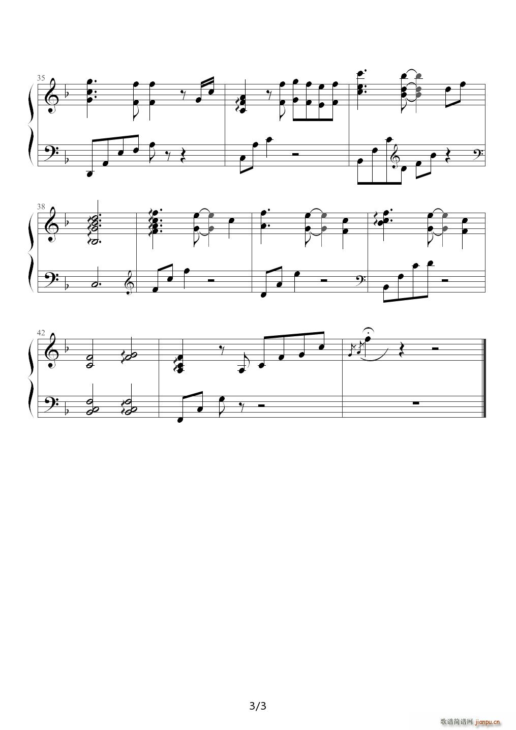 Nana s Theme（城市猎人主题曲 钢琴版） F调3