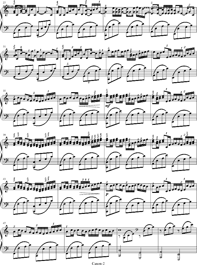 卡农-George Winston版(附指法)-帕赫贝尔-Pachelbel2