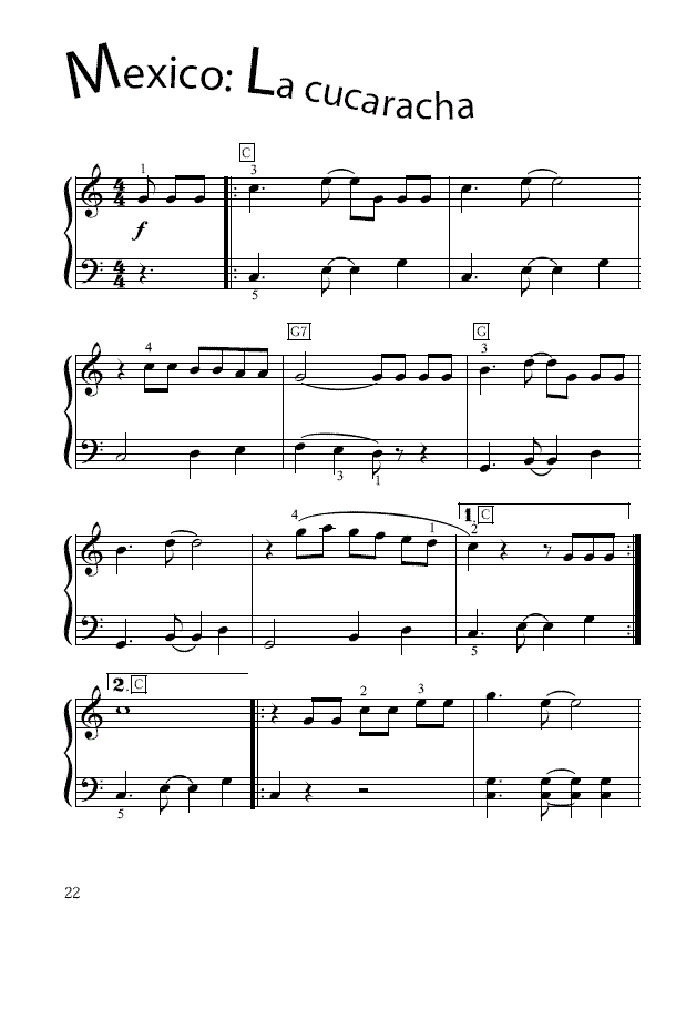 La cucaracha(简易钢琴谱)1