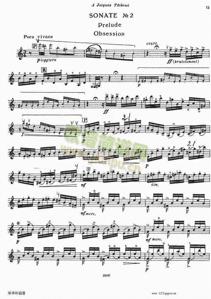 伊萨伊小提琴奏鸣曲（sonate No2）1