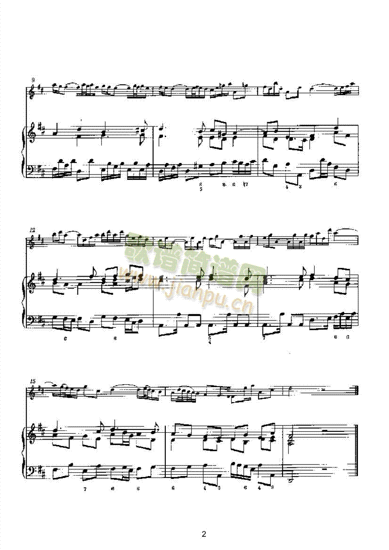 D大调第六奏鸣曲（钢伴） 管乐类 长笛2
