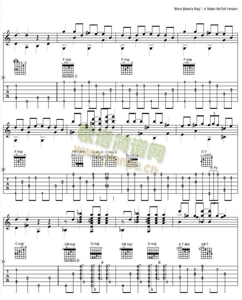 Blind Blakes Rag吉他谱( 六线谱)3