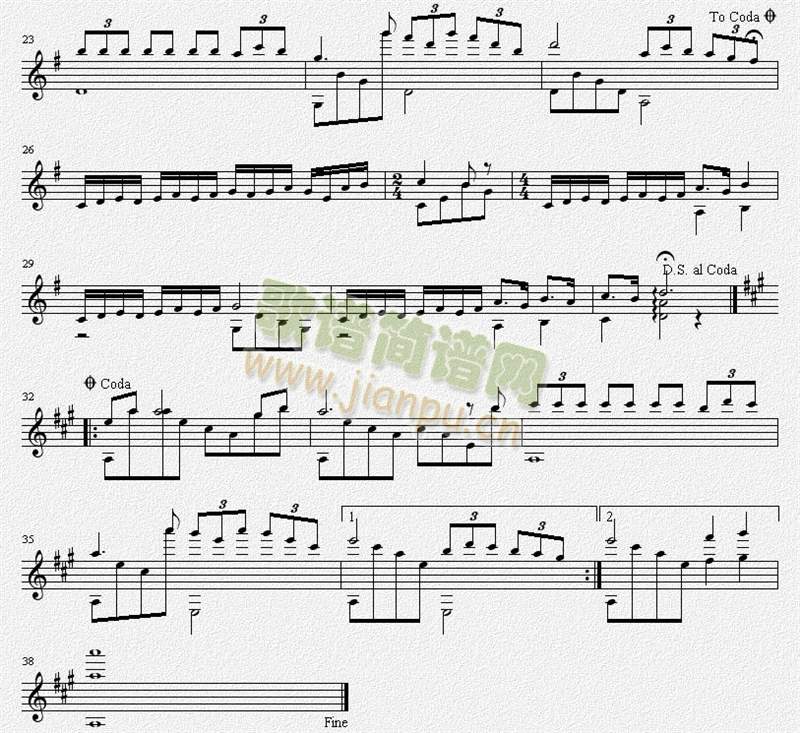 告别时刻 Time to say goodbye 吉他独奏谱（五线谱）3