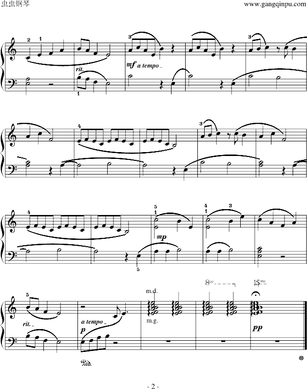樱花(钢琴基础教程1)-钢琴谱(钢琴曲)-世界名曲2