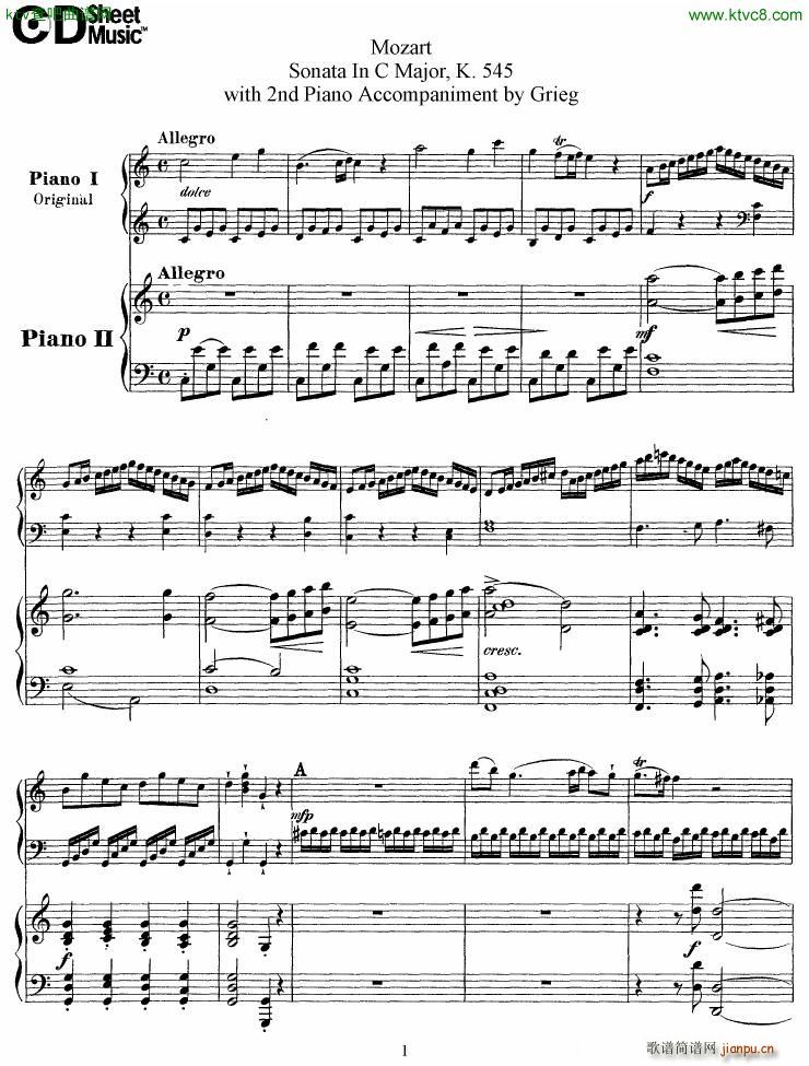 Grieg Mozart sonata KV545 2 pianos1