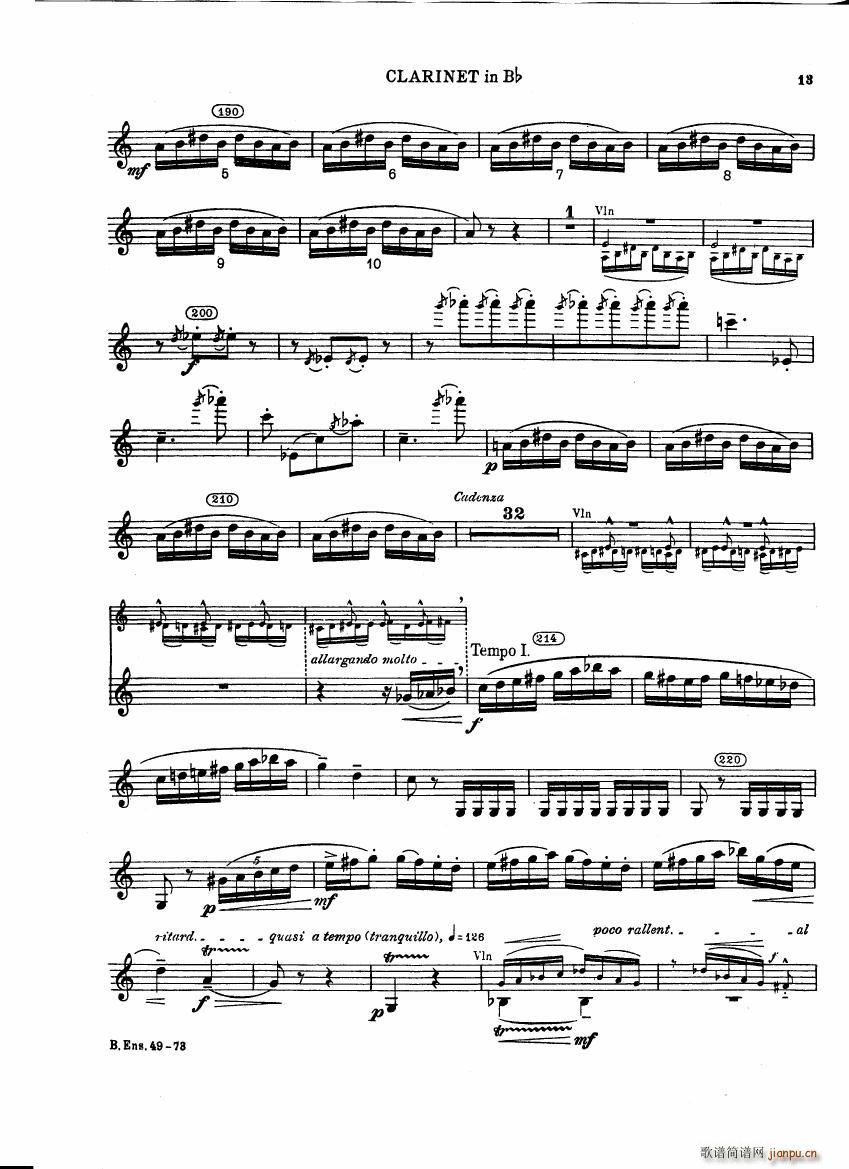 Bartok SZ 111 Contrasts clarinets A and Bb13