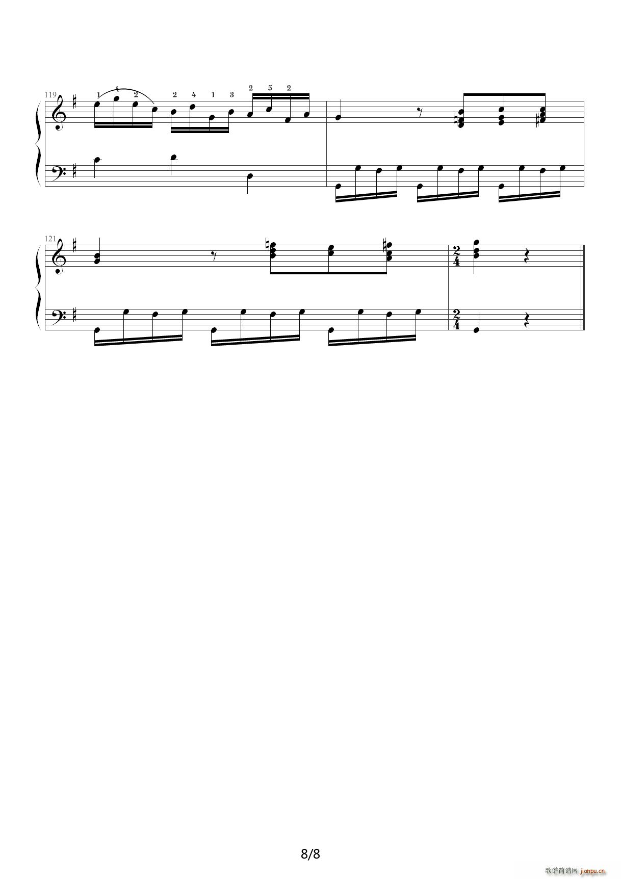 中央音乐学院钢琴（业余）考级教程六级（45、G大调奏鸣曲第一乐章K 283） G调8