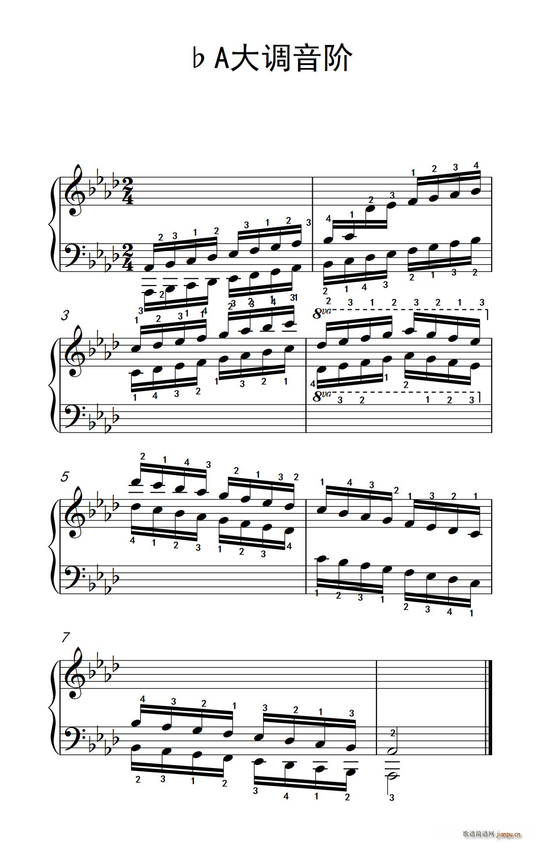 第六级 19 ?A大调音阶(中央音乐学院 钢琴(业余)考级教程 4-6级)1