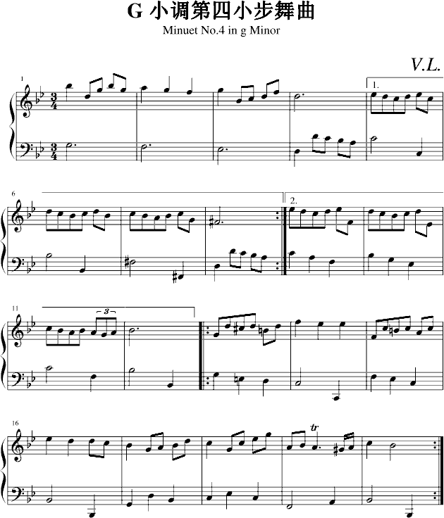 g小调第四小步舞曲-钢琴谱(钢琴曲)-zzmx09161