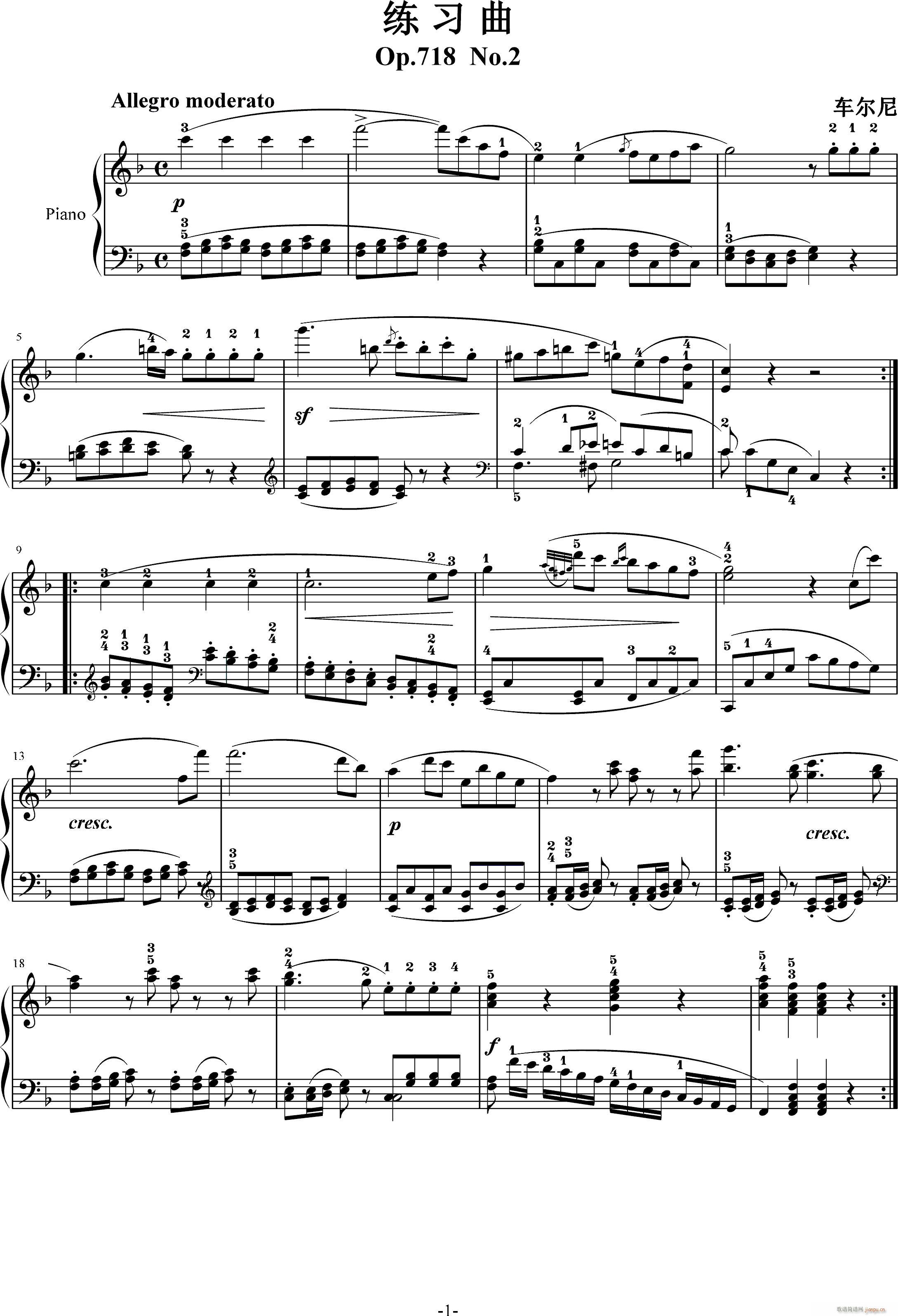 左手练习曲718―02_车尔尼 Czerny1