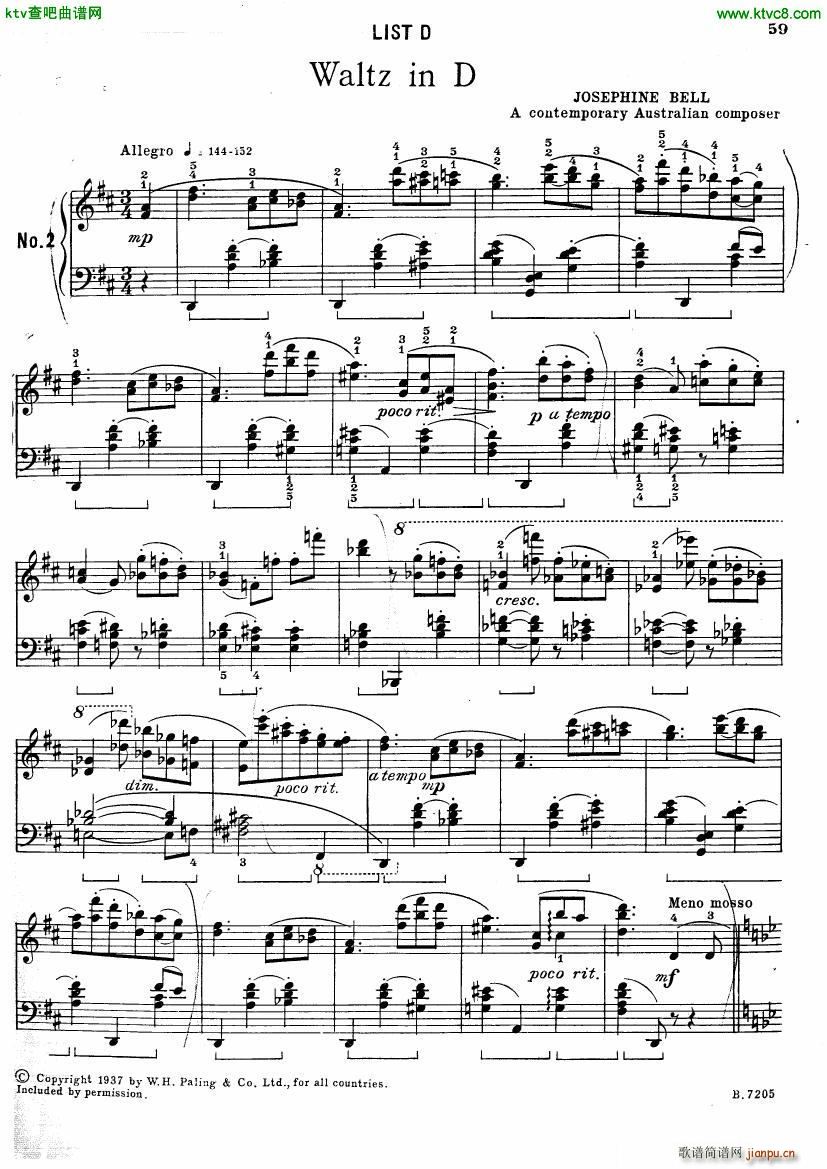 Josephine Bell Waltz in D Major for Piano1