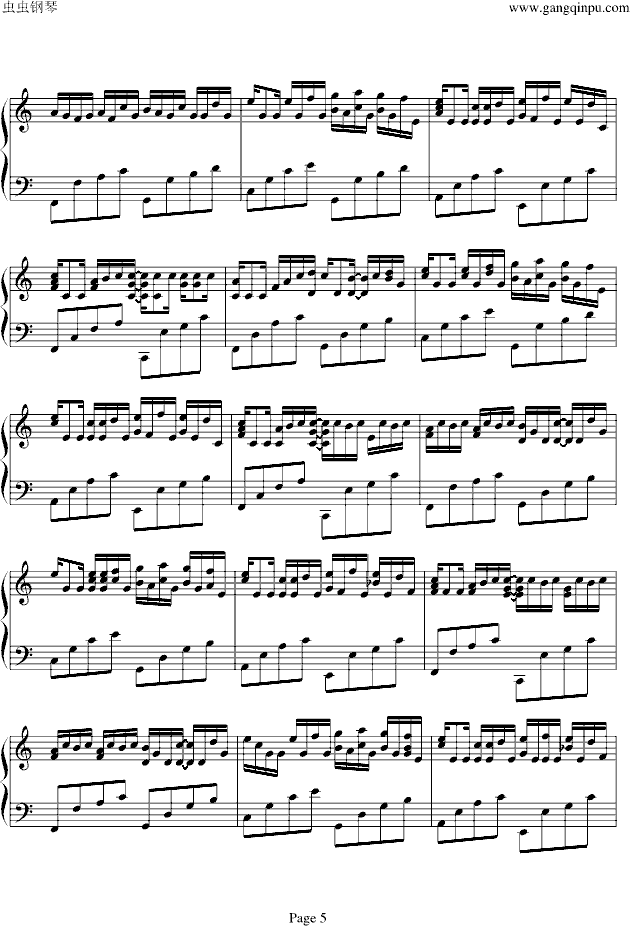 卡农-（情感100%）-钢琴谱(钢琴曲)-帕赫贝尔-Pachelbel5