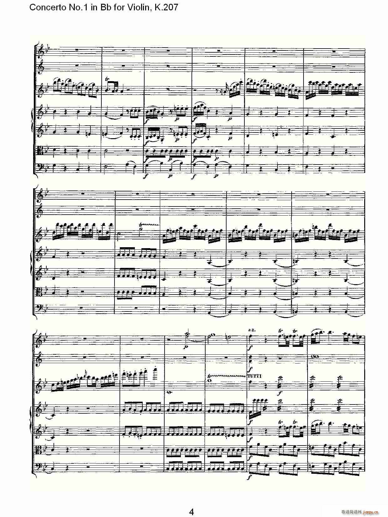 Concerto No.1 in Bb for Violin, K.207（Bb调小提琴第一协奏曲）_沃尔夫冈・阿马多伊斯・莫扎特4