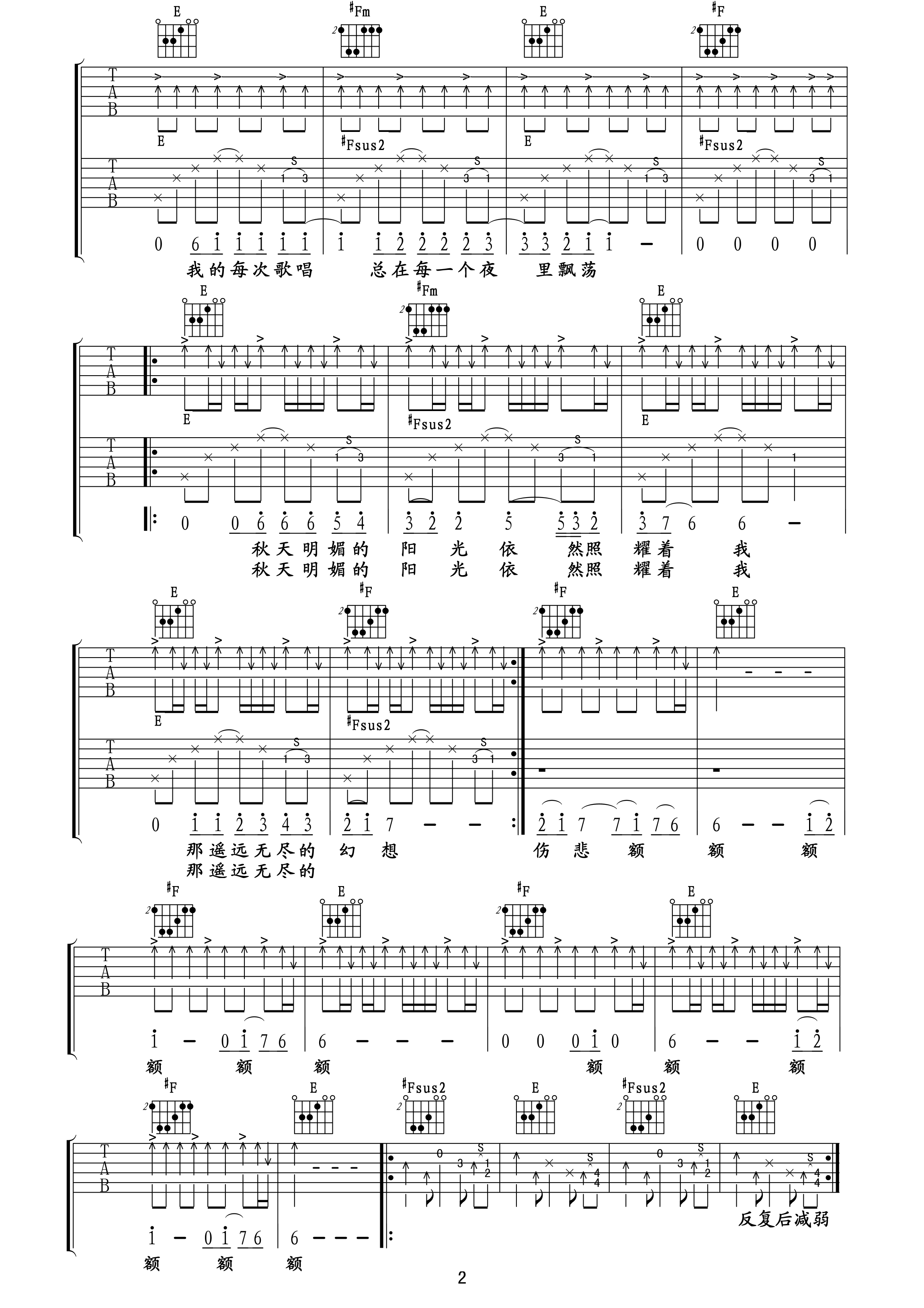 青鸟II(高清吉他六线谱)2