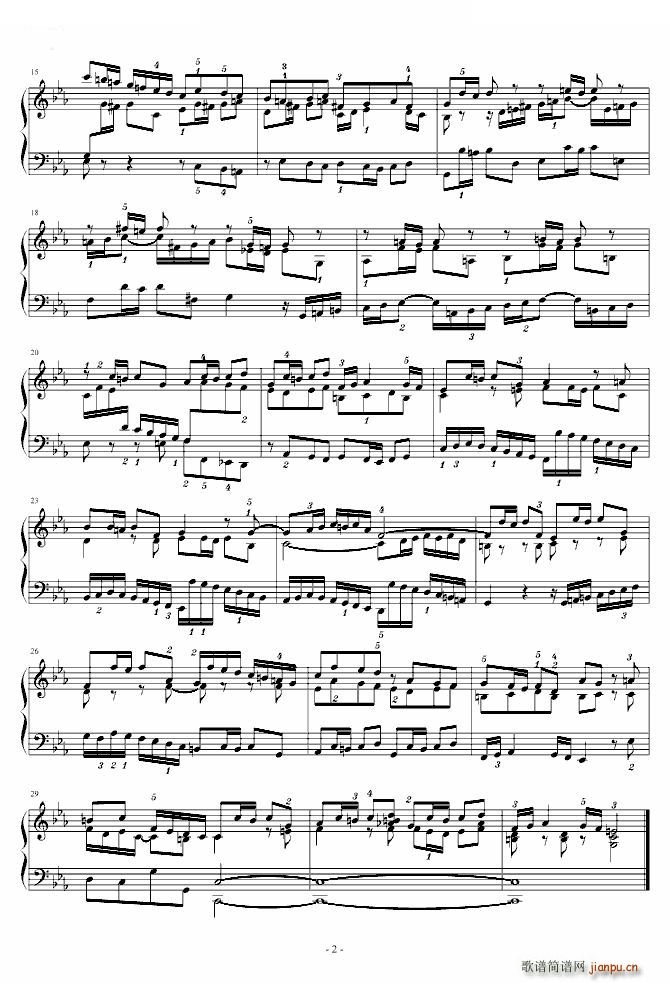 C小调赋格 BWV847 (指法)_巴哈 Bach2