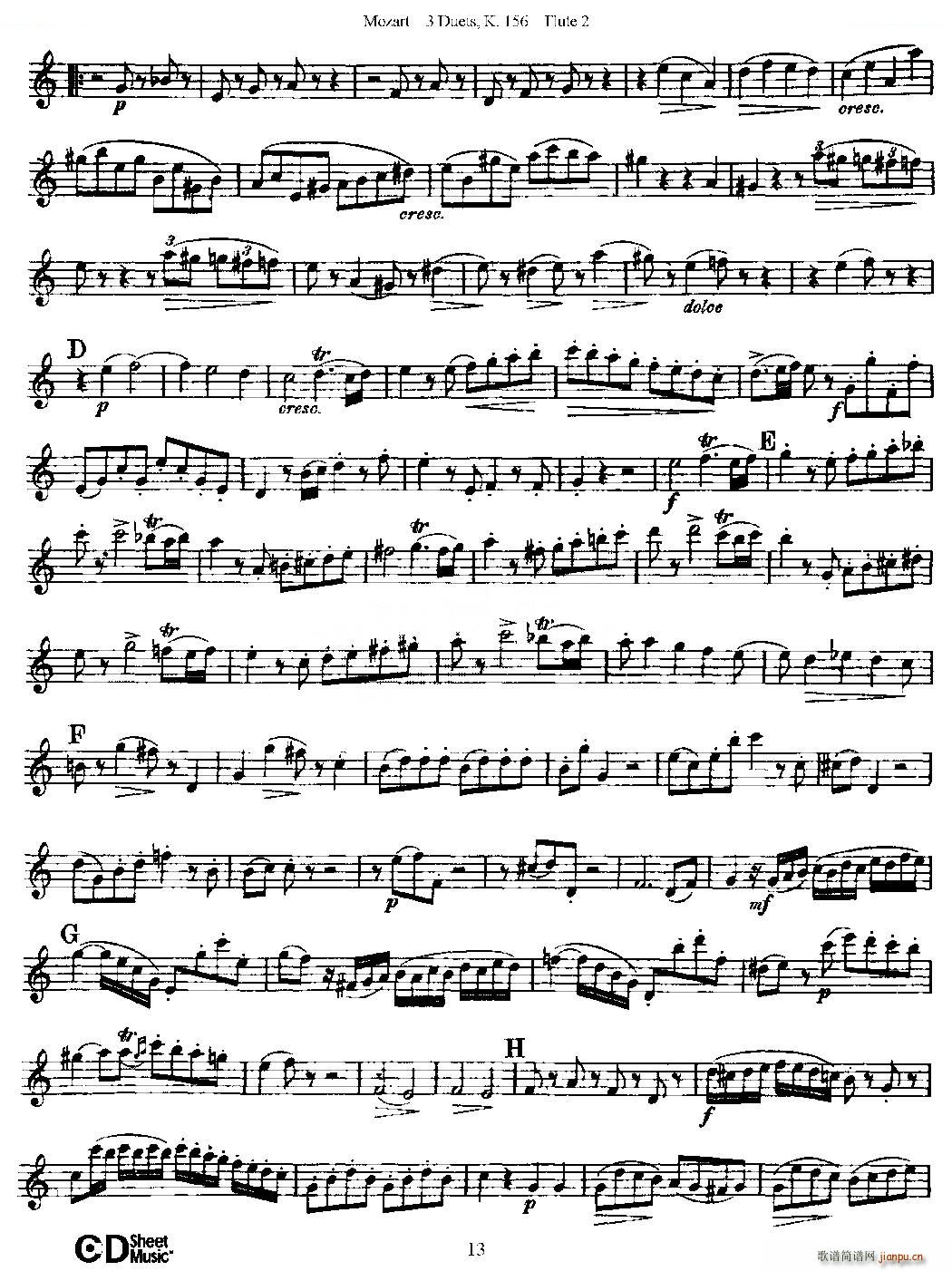 3 Duets K 156 之第二长笛（二重奏三首 K156号） 铜管13
