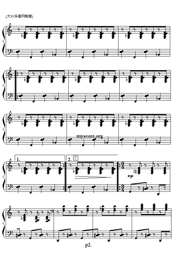 （俄）哈恰图良舞剧“加雅涅”选曲：马刀舞曲（之二 钢琴四手联弹）2