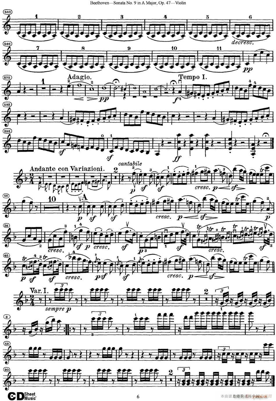 Violin Sonata No 9 in A Major Op 476
