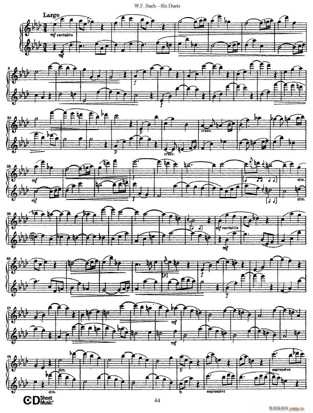 W F 巴赫―六首二重奏练习曲（6）3