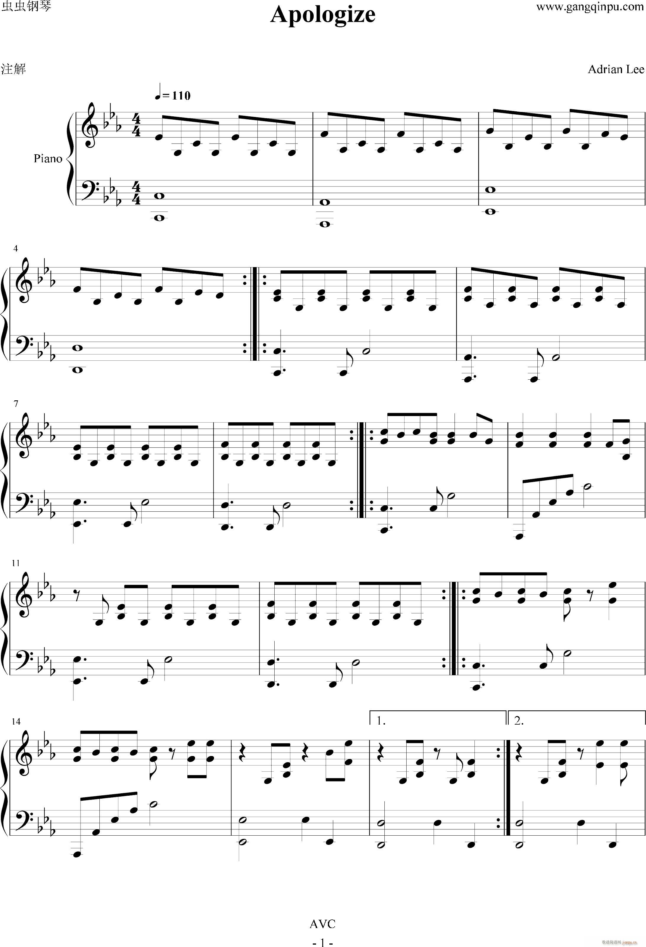 Apologize（Adrian Lee版本）_Onerepublic1