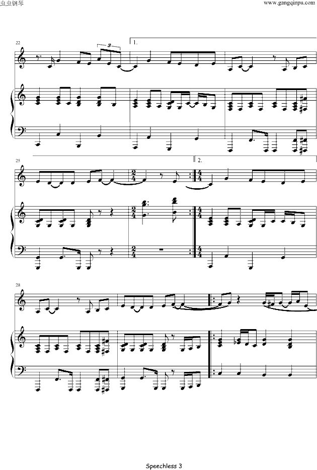 Speechless（原版琴谱）-钢琴谱(钢琴曲)-Lady GaGa3