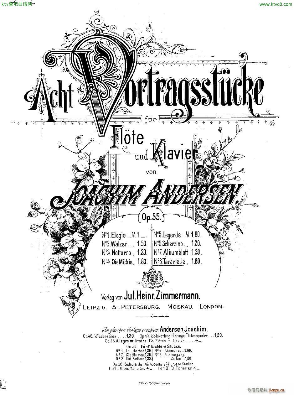 Andersen op 55 Acht Vortragsstücke fl pno50