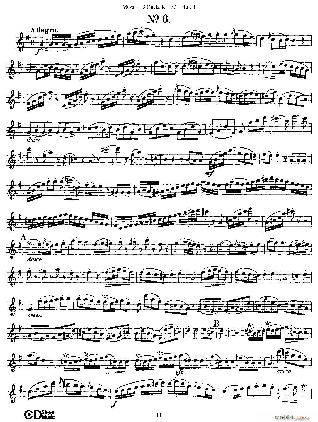 3 Duets K 157 之第一长笛（二重奏三首 K157号） 铜管11