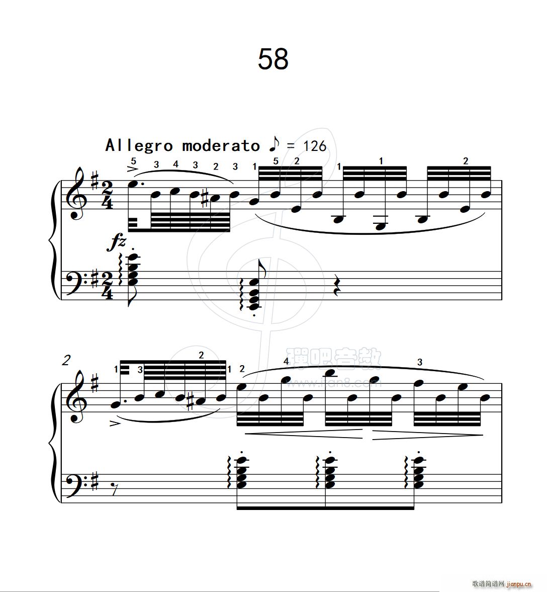 练习曲 58(克拉莫钢琴练习曲60首)1