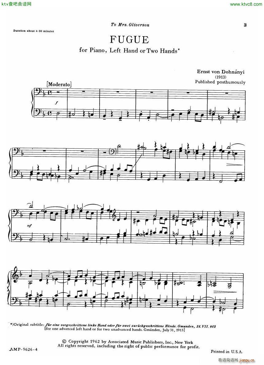 Dohnanyi Fugue for the left hand only1