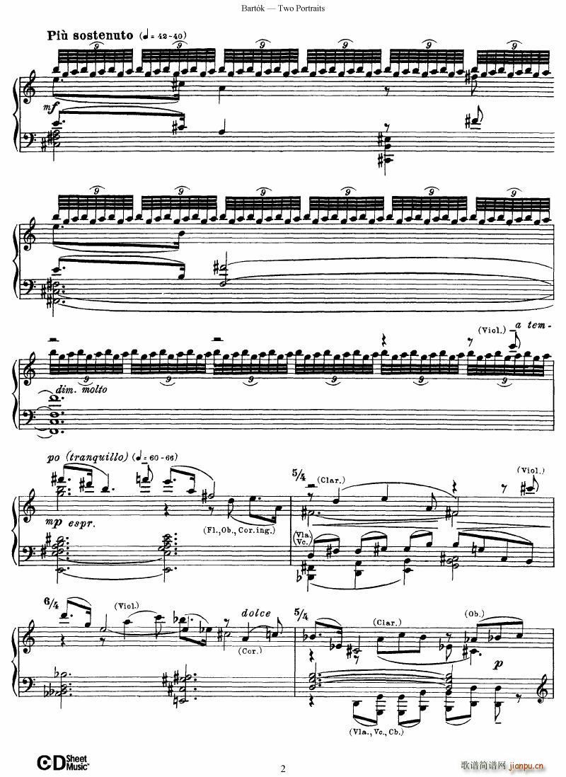 Bartok SZ 37 Two Portraits op 52