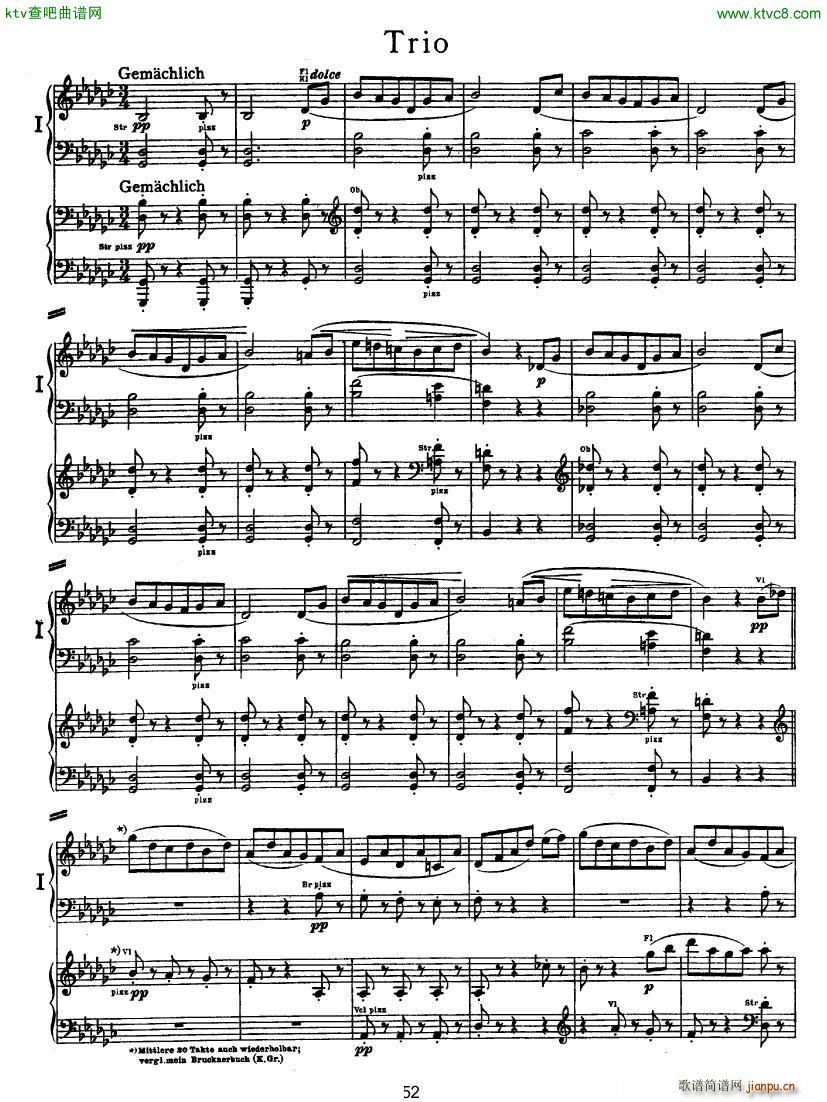Bruckner Symphony No 4 4 hands arr 二1