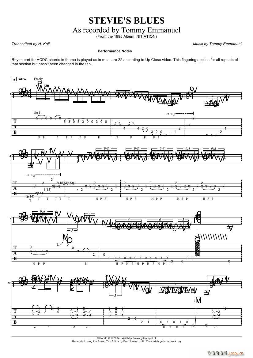 tommy emmanuel stevies blues（指弹吉它）1