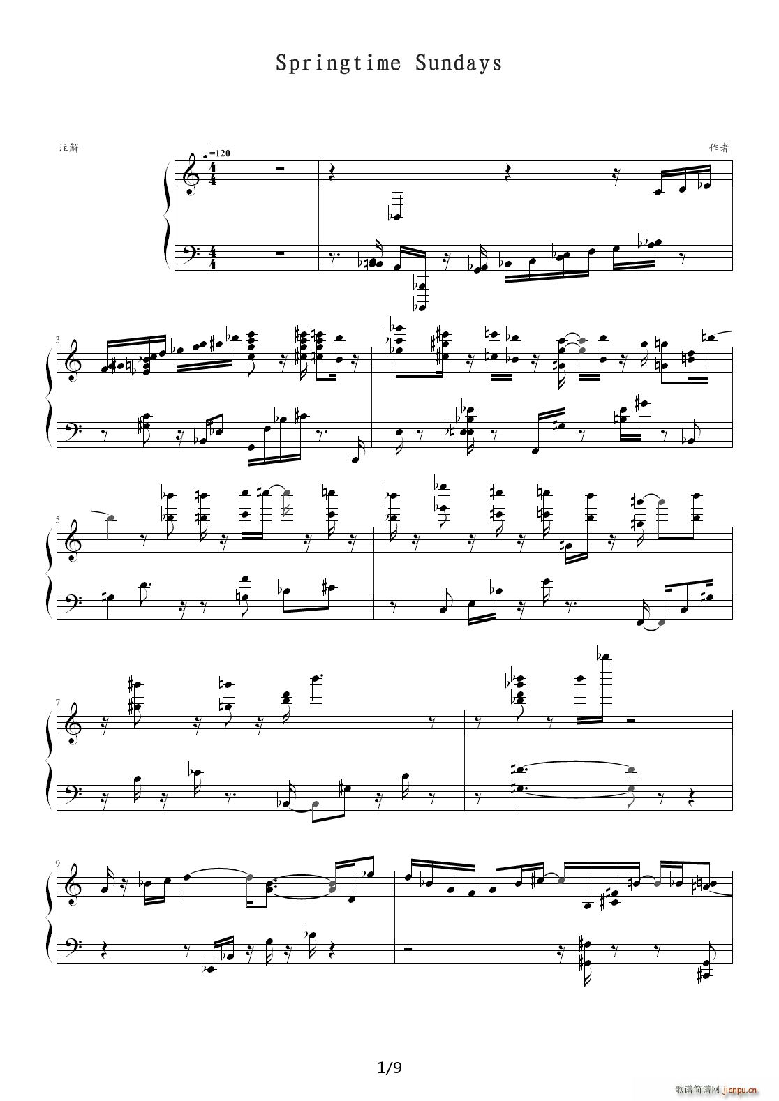 Springtime Sundays（春天的星期天 爵士版） C调1