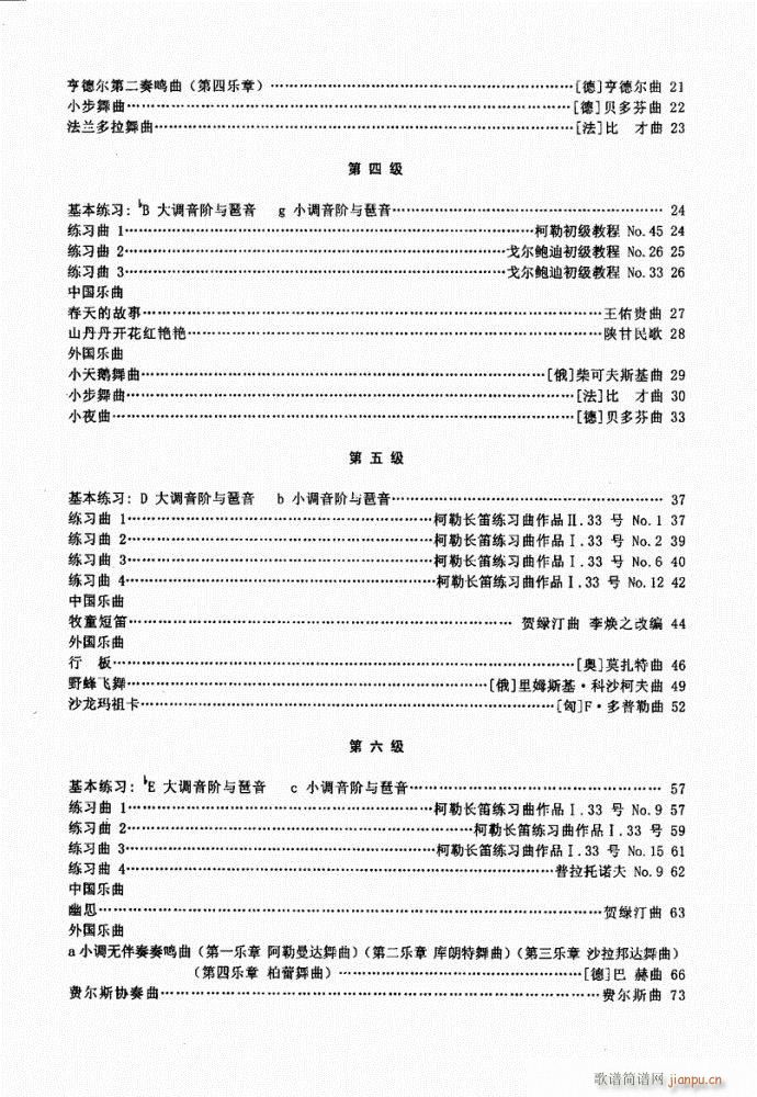 湖北艺术职业学院社会艺术考级系列教材  长笛考级教程目录1-202