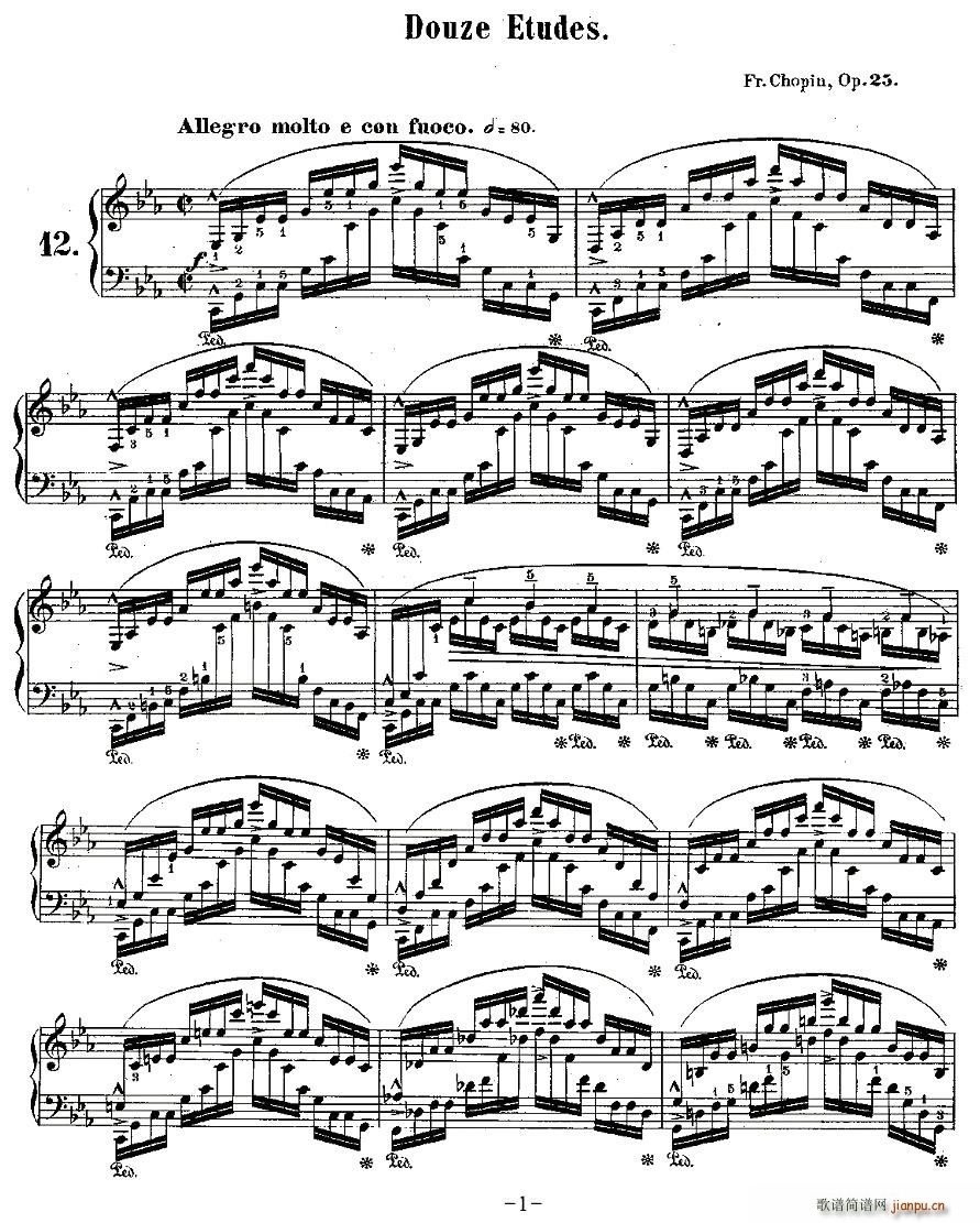 肖邦钢琴练习曲，Op.25之十二1