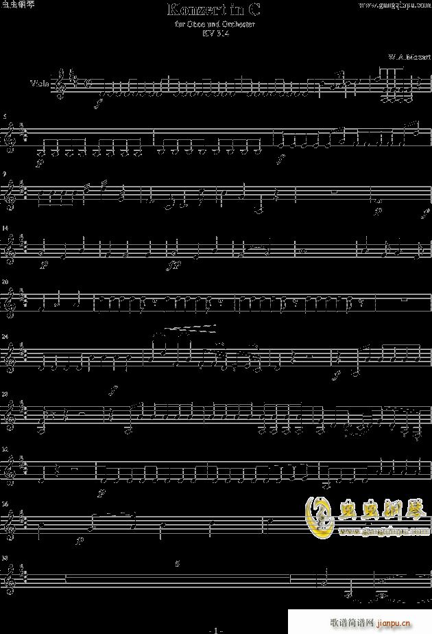 C大调双簧管协奏曲第一乐章（中提分谱 单簧管版） -_莫扎特1
