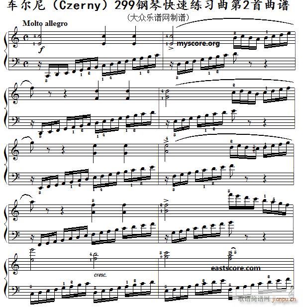 车尔尼《 钢琴快速练习曲》（Czerny 299）第2首 及练习提示1