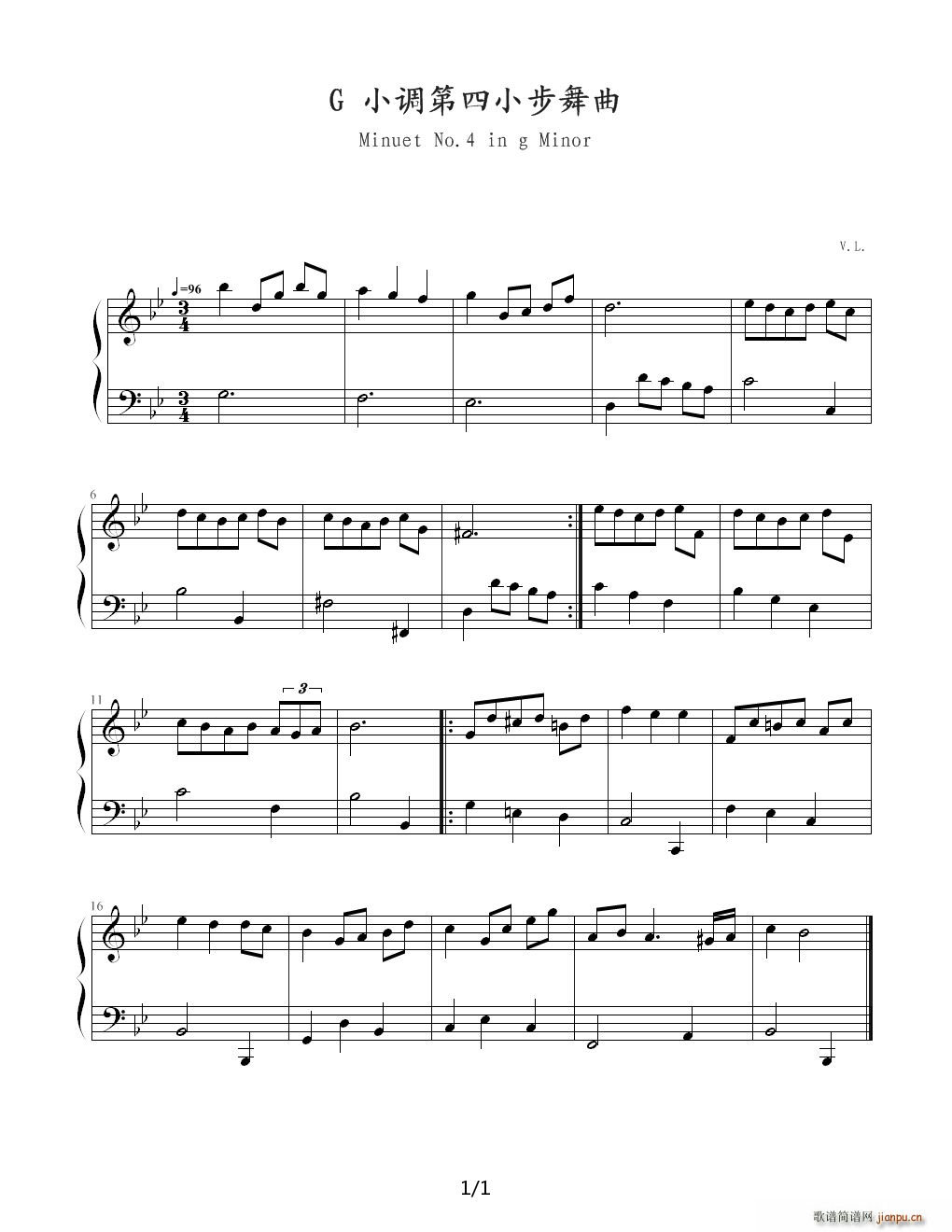 g小调第四小步舞曲 降B调1
