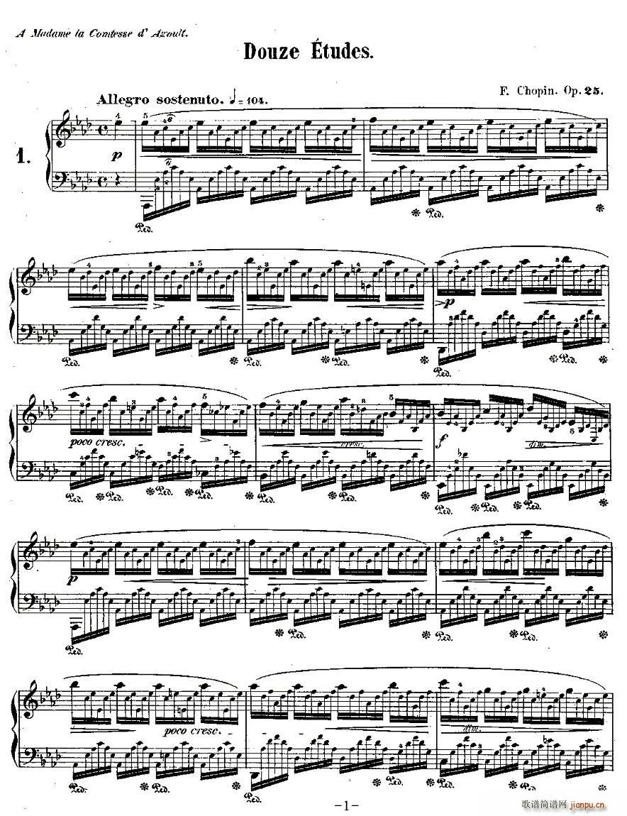 肖邦钢琴练习曲，Op.25之一1