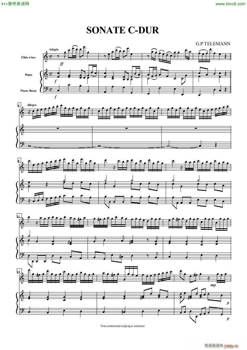 Telemann Sonate Cdur flute piano bass1